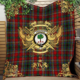 Scottish Anderson of Ardbrake Clan Tartan Quilt - Military Logo Style Scottish Plaid Tartan Plaid