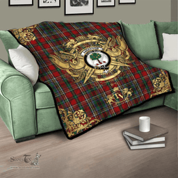 Scottish Anderson of Ardbrake Clan Tartan Quilt - Military Logo Style Scottish Plaid Tartan Plaid