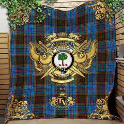 Scottish Anderson Coulson Bonner 02 Clan Tartan Quilt - Military Logo Style Scottish Plaid Tartan Plaid