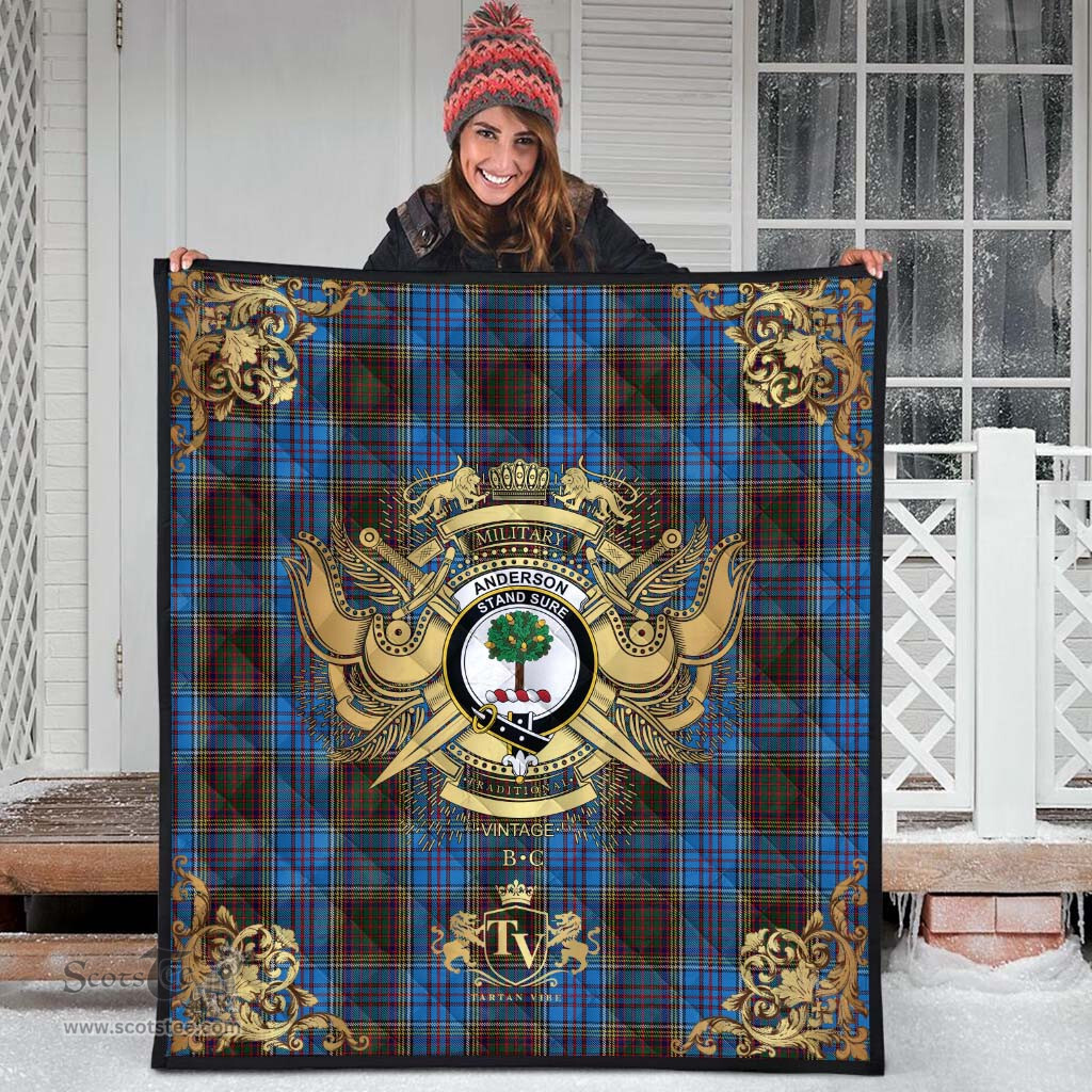 Scottish Anderson Coulson Bonner 02 Clan Tartan Quilt - Military Logo Style Scottish Plaid Tartan Plaid