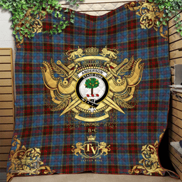 Scottish Anderson MacGregor Hastie 01 Clan Tartan Quilt - Military Logo Style Scottish Plaid Tartan Plaid