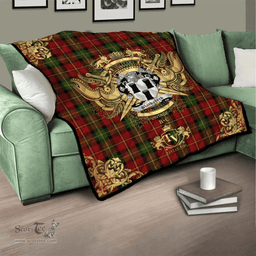 Scottish Blackstock Red Dress Clan Tartan Quilt - Military Logo Style Scottish Plaid Tartan Plaid