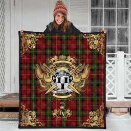 Scottish Blackstock Red Dress Clan Tartan Quilt - Military Logo Style Scottish Plaid Tartan Plaid