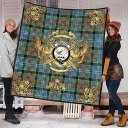 Scottish Brisbane modern Clan Tartan Quilt - Military Logo Style Scottish Plaid Tartan Plaid