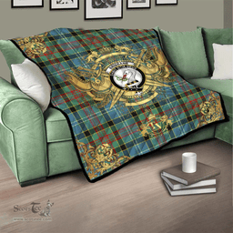 Scottish Brisbane modern Clan Tartan Quilt - Military Logo Style Scottish Plaid Tartan Plaid