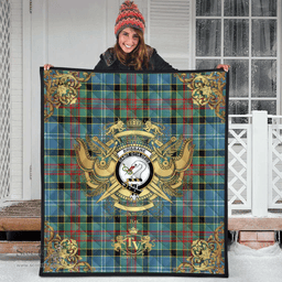 Scottish Brisbane modern Clan Tartan Quilt - Military Logo Style Scottish Plaid Tartan Plaid