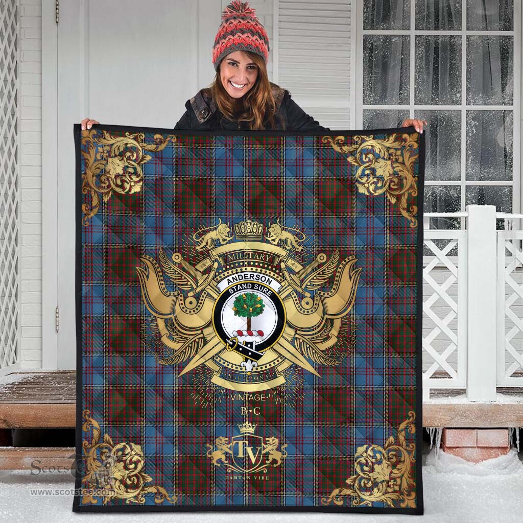 Scottish Anderson MacGregor Hastie 03 Clan Tartan Quilt - Military Logo Style Scottish Plaid Tartan Plaid