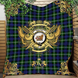 Scottish Baillie Modern Clan Tartan Quilt - Military Logo Style Scottish Plaid Tartan Plaid