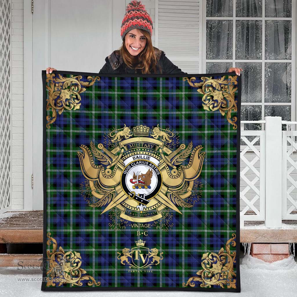 Scottish Baillie Modern Clan Tartan Quilt - Military Logo Style Scottish Plaid Tartan Plaid