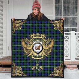 Scottish Baillie Modern Clan Tartan Quilt - Military Logo Style Scottish Plaid Tartan Plaid