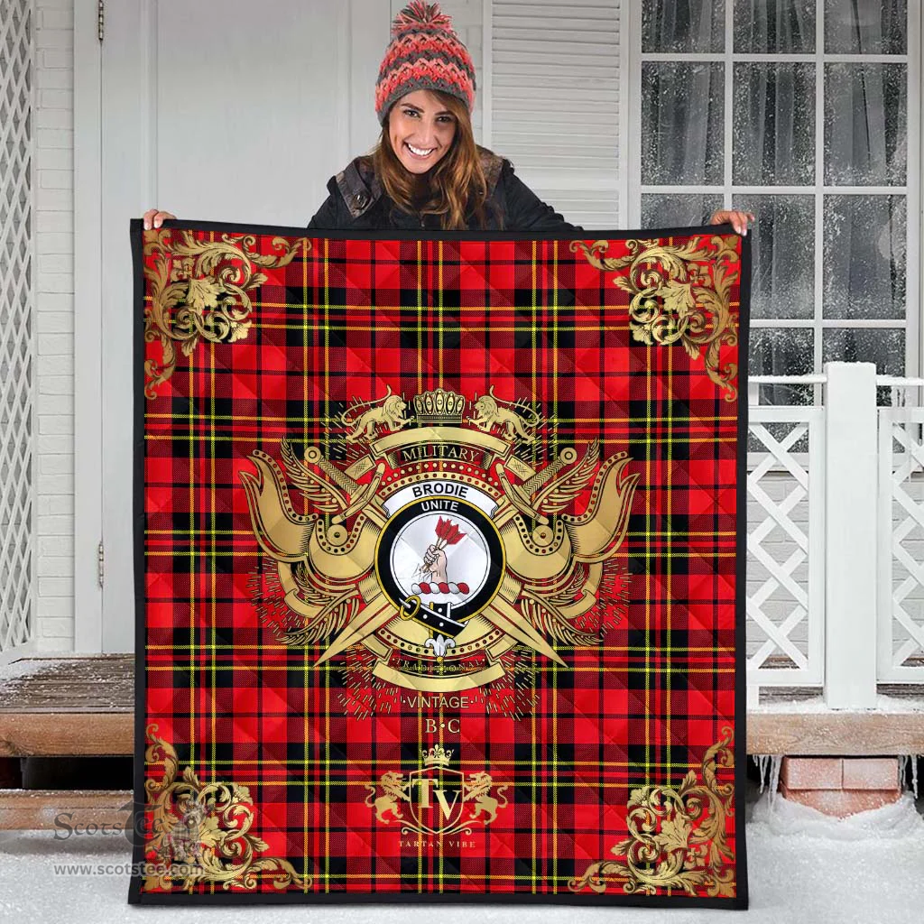 Scottish Brodie Modern Clan Tartan Quilt - Military Logo Style Scottish Plaid Tartan Plaid