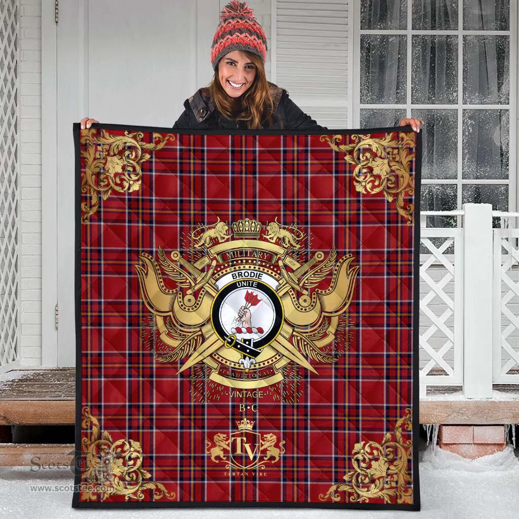Scottish Brodie W _ A Clan Tartan Quilt - Military Logo Style Scottish Plaid Tartan Plaid