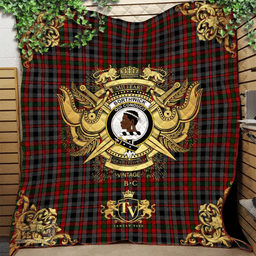 Scottish Borthwick Hunting Clan Tartan Quilt - Military Logo Style Scottish Plaid Tartan Plaid