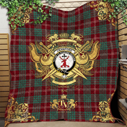 Scottish Crawford Modern Clan Tartan Quilt - Military Logo Style Scottish Plaid Tartan Plaid