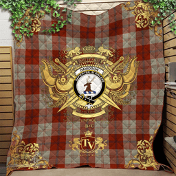 Scottish Davidson Dress Dancers Clan Tartan Quilt - Military Logo Style Scottish Plaid Tartan Plaid