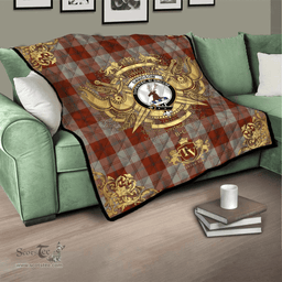 Scottish Davidson Dress Dancers Clan Tartan Quilt - Military Logo Style Scottish Plaid Tartan Plaid