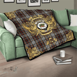 Scottish Douglas Ancient Dress Clan Tartan Quilt - Military Logo Style Scottish Plaid Tartan Plaid