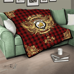 Scottish Campbell of Armaddie Clan Tartan Quilt - Military Logo Style Scottish Plaid Tartan Plaid