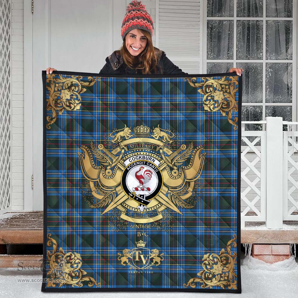 Scottish Cockburn Modern Clan Tartan Quilt - Military Logo Style Scottish Plaid Tartan Plaid