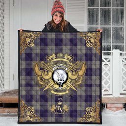 Scottish Cunningham Dress Blue Dancers Clan Tartan Quilt - Military Logo Style Scottish Plaid Tartan Plaid
