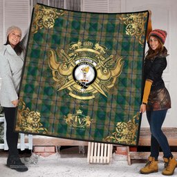 Scottish Chisholm Colonial Clan Tartan Quilt - Military Logo Style Scottish Plaid Tartan Plaid
