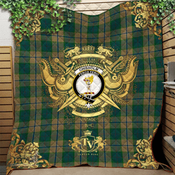 Scottish Chisholm Colonial Clan Tartan Quilt - Military Logo Style Scottish Plaid Tartan Plaid