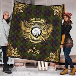 Scottish Cunningham Hunting Modern Clan Tartan Quilt - Military Logo Style Scottish Plaid Tartan Plaid