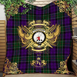 Scottish Colquhoun 03 Clan Tartan Quilt - Military Logo Style Scottish Plaid Tartan Plaid