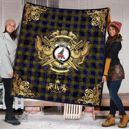Scottish Clelland Modern Clan Tartan Quilt - Military Logo Style Scottish Plaid Tartan Plaid