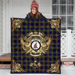 Scottish Clelland Modern Clan Tartan Quilt - Military Logo Style Scottish Plaid Tartan Plaid
