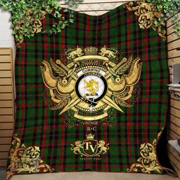 Scottish Cumming Hunting Clan Tartan Quilt - Military Logo Style Scottish Plaid Tartan Plaid