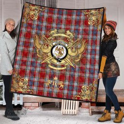 Scottish Drummond of Perth Dress 02 Clan Tartan Quilt - Military Logo Style Scottish Plaid Tartan Plaid
