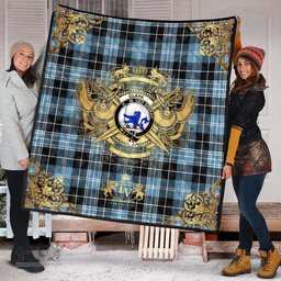Scottish Clark (Lion) Ancient Clan Tartan Quilt - Military Logo Style Scottish Plaid Tartan Plaid