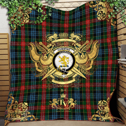 Scottish Cumming 02 Clan Tartan Quilt - Military Logo Style Scottish Plaid Tartan Plaid