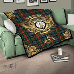 Scottish Cumming 02 Clan Tartan Quilt - Military Logo Style Scottish Plaid Tartan Plaid