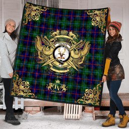Scottish Calder Modern Clan Tartan Quilt - Military Logo Style Scottish Plaid Tartan Plaid