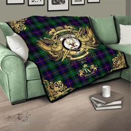 Scottish Calder Modern Clan Tartan Quilt - Military Logo Style Scottish Plaid Tartan Plaid