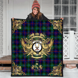 Scottish Calder Modern Clan Tartan Quilt - Military Logo Style Scottish Plaid Tartan Plaid