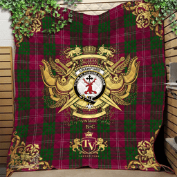 Scottish Crawford Clan Tartan Quilt - Military Logo Style Scottish Plaid Tartan Plaid
