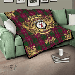 Scottish Crawford Clan Tartan Quilt - Military Logo Style Scottish Plaid Tartan Plaid