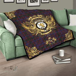 Scottish Cumming Clan Tartan Quilt - Military Logo Style Scottish Plaid Tartan Plaid