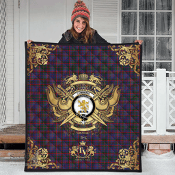 Scottish Cumming Clan Tartan Quilt - Military Logo Style Scottish Plaid Tartan Plaid