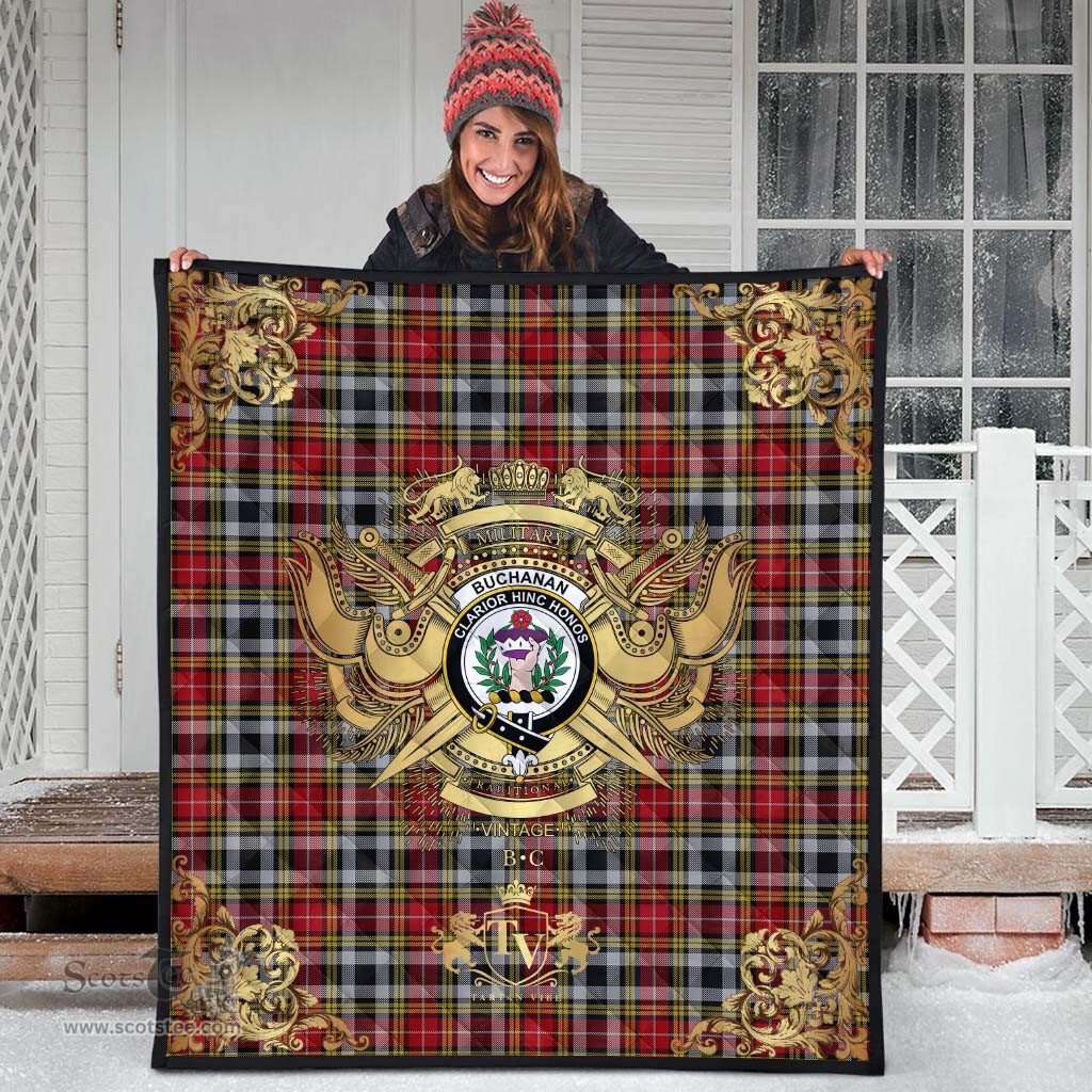 Scottish Buchanan Old Dress Clan Tartan Quilt - Military Logo Style Scottish Plaid Tartan Plaid