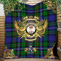 Scottish Donnachaidh Clan Tartan Quilt - Military Logo Style Scottish Plaid Tartan Plaid
