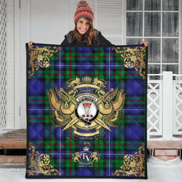 Scottish Donnachaidh Clan Tartan Quilt - Military Logo Style Scottish Plaid Tartan Plaid