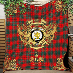 Scottish Cumming Modern Clan Tartan Quilt - Military Logo Style Scottish Plaid Tartan Plaid