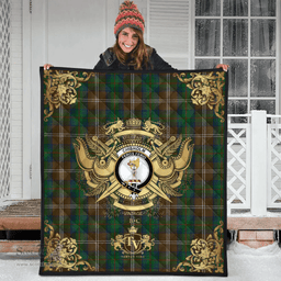 Scottish Chisholm Hunting Clan Tartan Quilt - Military Logo Style Scottish Plaid Tartan Plaid