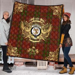 Scottish Drummond Clan Clan Tartan Quilt - Military Logo Style Scottish Plaid Tartan Plaid