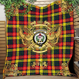 Scottish Buchanan Modern Clan Tartan Quilt - Military Logo Style Scottish Plaid Tartan Plaid