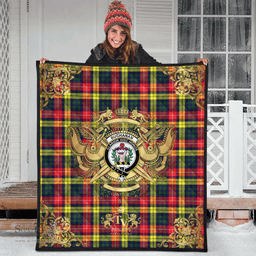 Scottish Buchanan Modern Clan Tartan Quilt - Military Logo Style Scottish Plaid Tartan Plaid